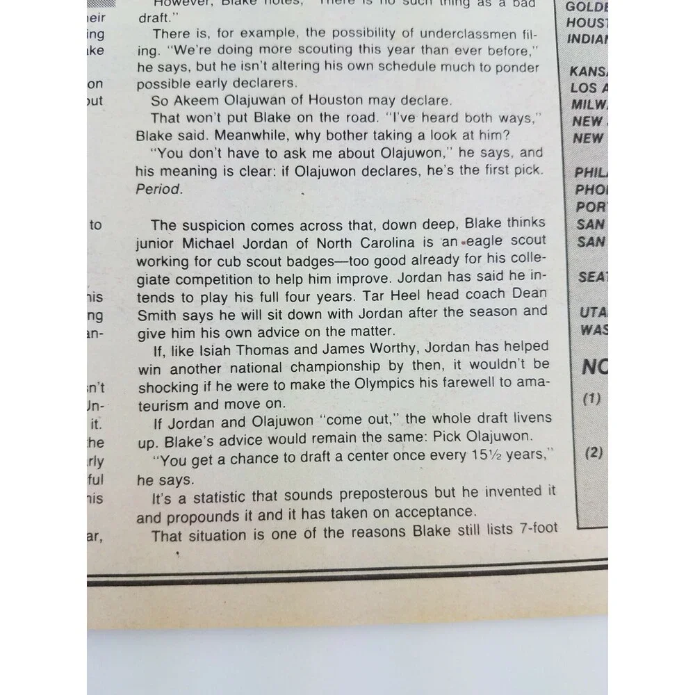 RARE Vtg 1984 NBA Today Newspaper Magazine Basketball KAREEM / WILT lakers MJ